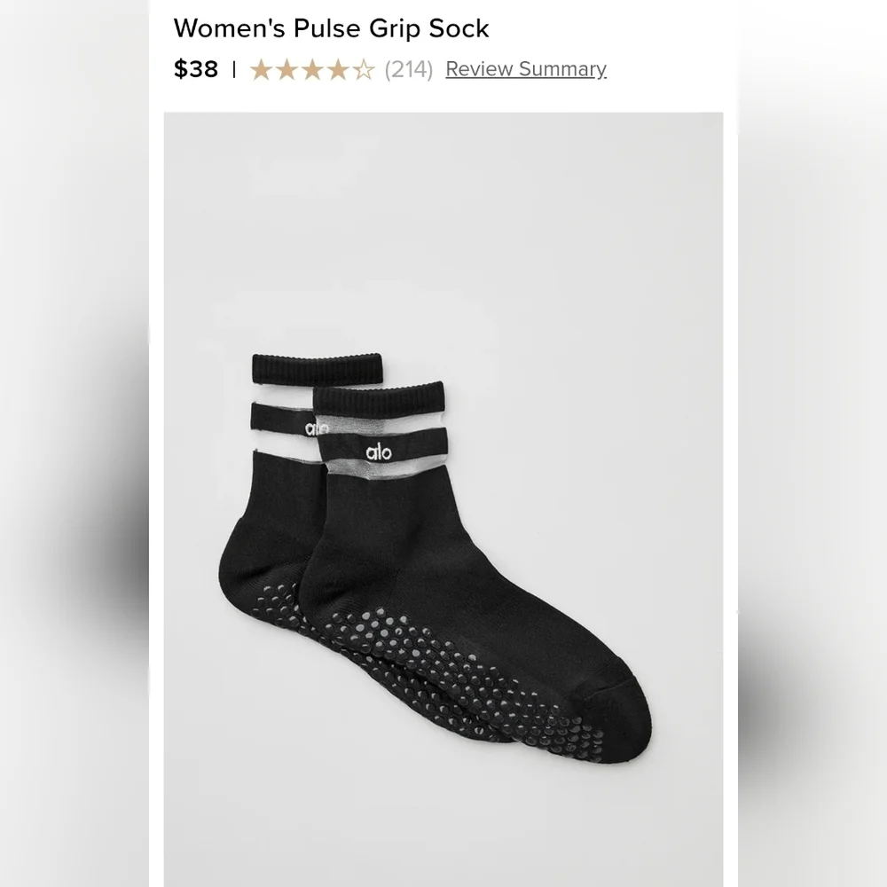 Alo Yoga Women's Pulse Grip Socks - White&Black Pair(2 For 1 Deal) - Picture 2 of 4